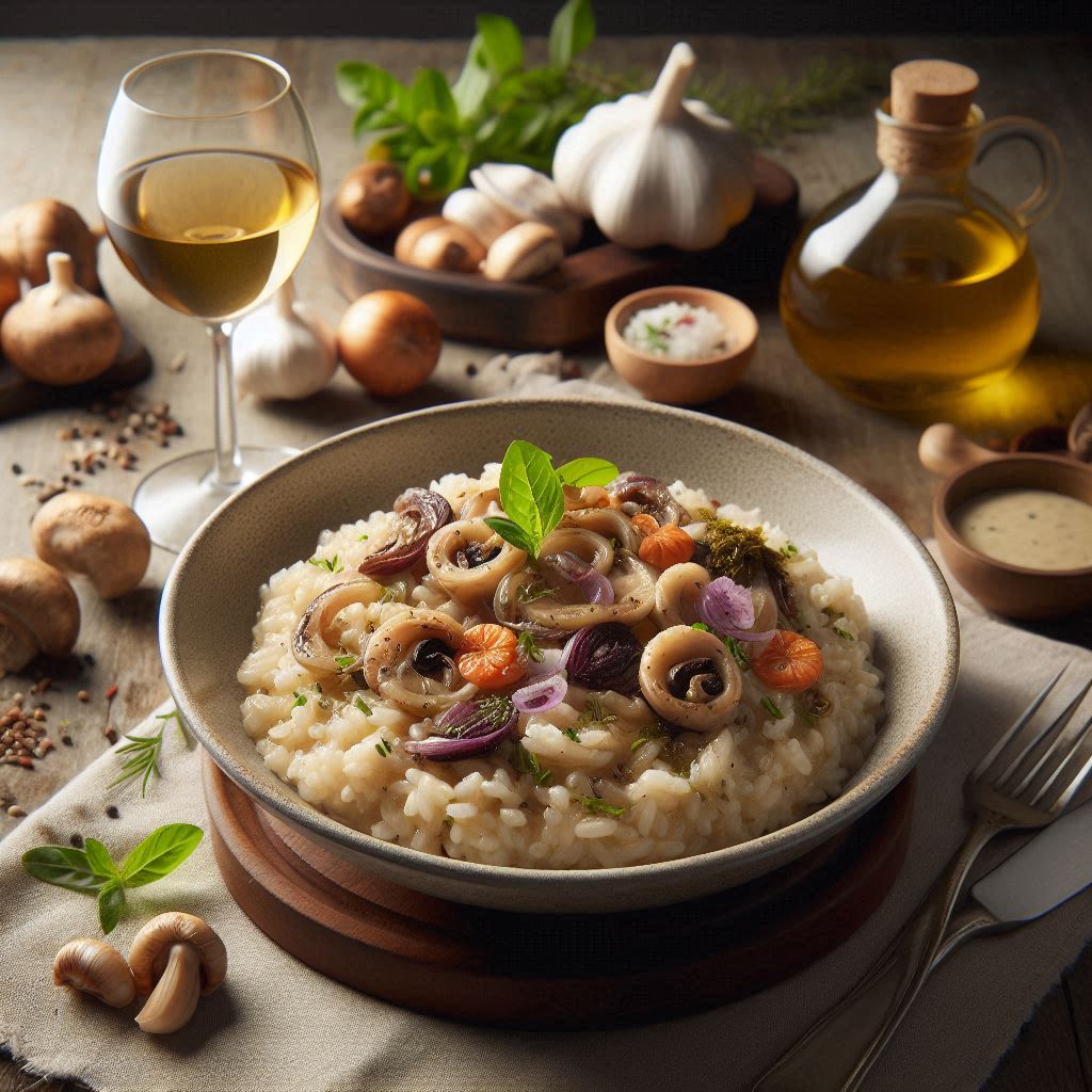 Risoto de Cogumelos com Vinho Branco